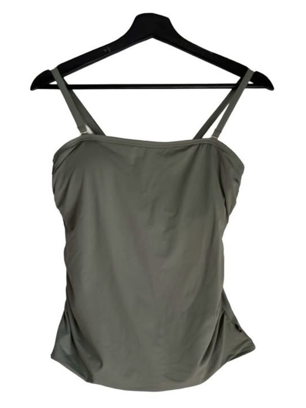 La Vie En Rose Sage Green Tankini Bikini Swim Top Modest Ruching Cami Bralette